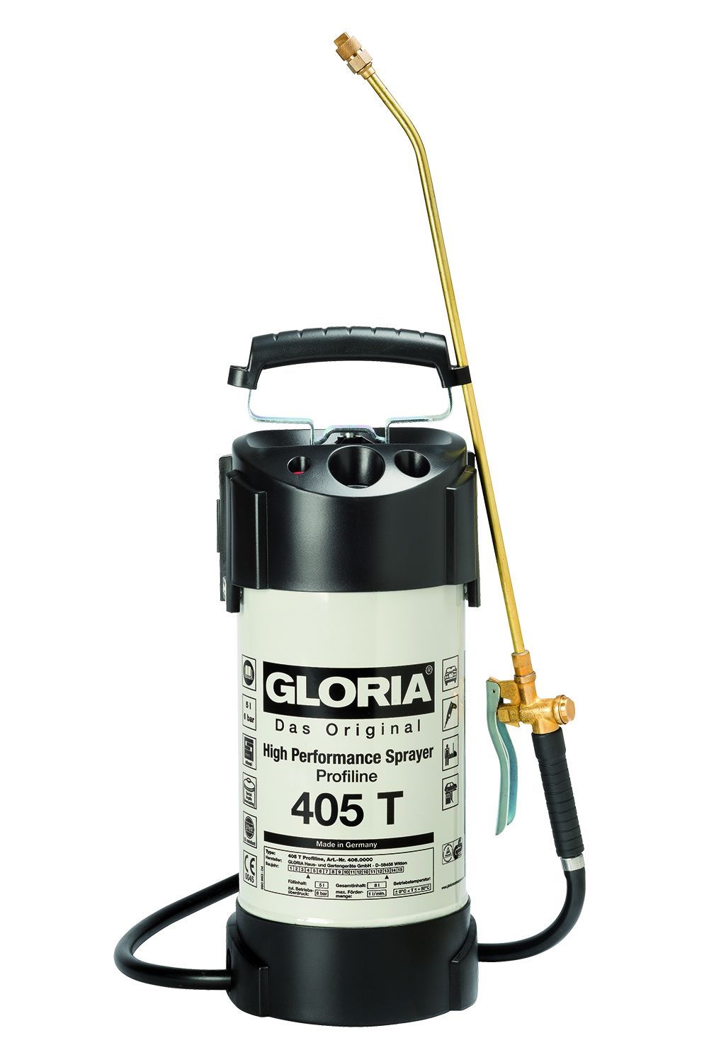 GLORIA 405 T Profiline - Tlakový postřikovač se zabudovaným manometrem GLORIA - Made in Germany